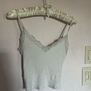 Elegant Lace Trim White Cami Top